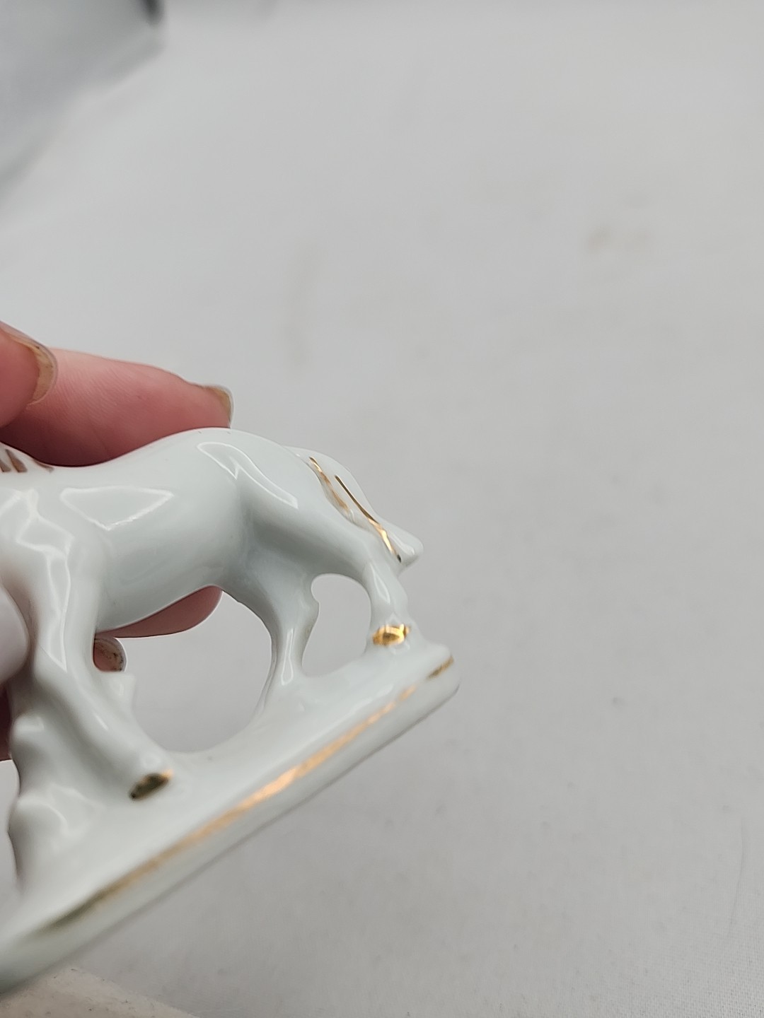 Vtg Mini Donkey on Stand Porcelain Figurine 2.25″ Made in Japan Gold Accents