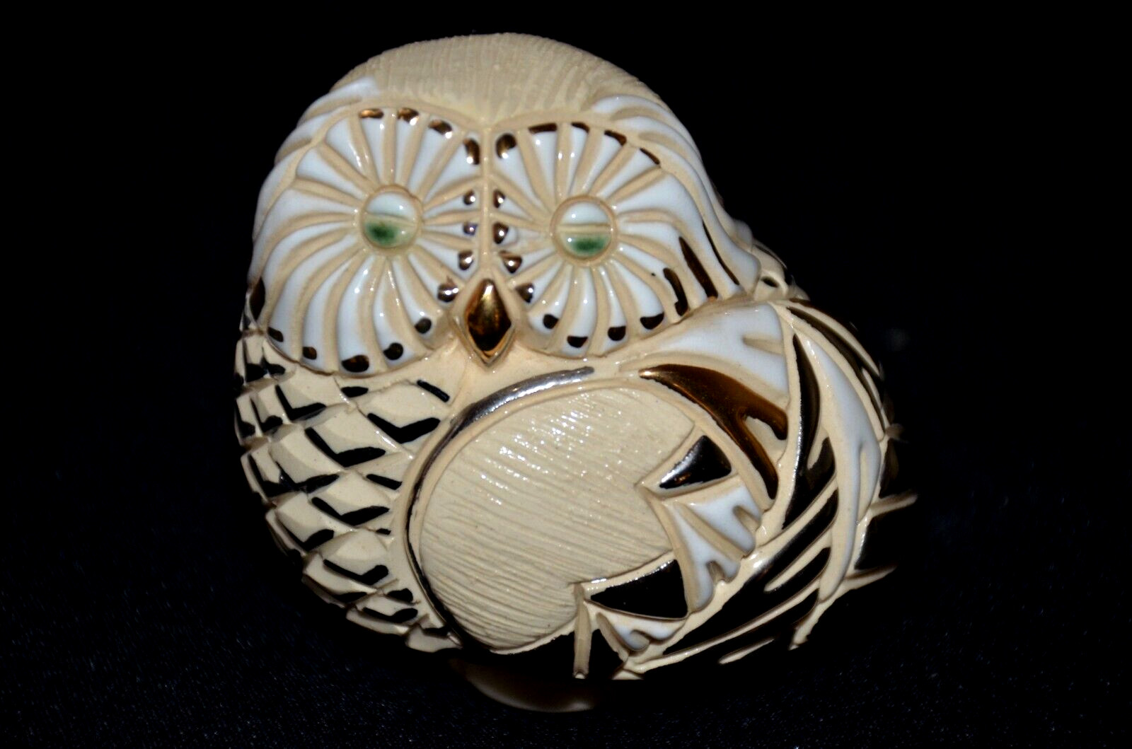 Owl Figurine Artesania Rinconada De Rosa Silver Gold Accents