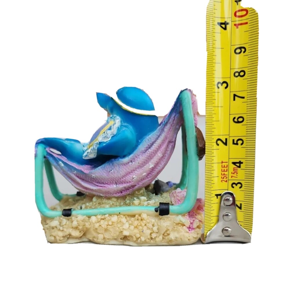 VTG Beach Dolphin in Hammoc Tropical Decor PRTD Miami Souvenirs Ceramic Figurine