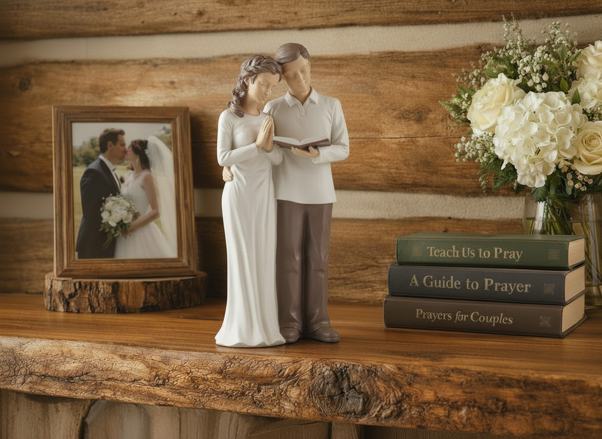 Wedding Prayer Couple Figurine – Christian Home Decor for Mantel, Bookshelf