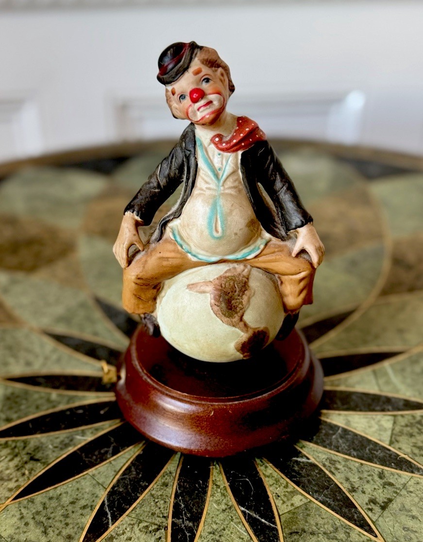 Vintage 1970/1980s Albert E. Price Porcelain Clown With Music Box