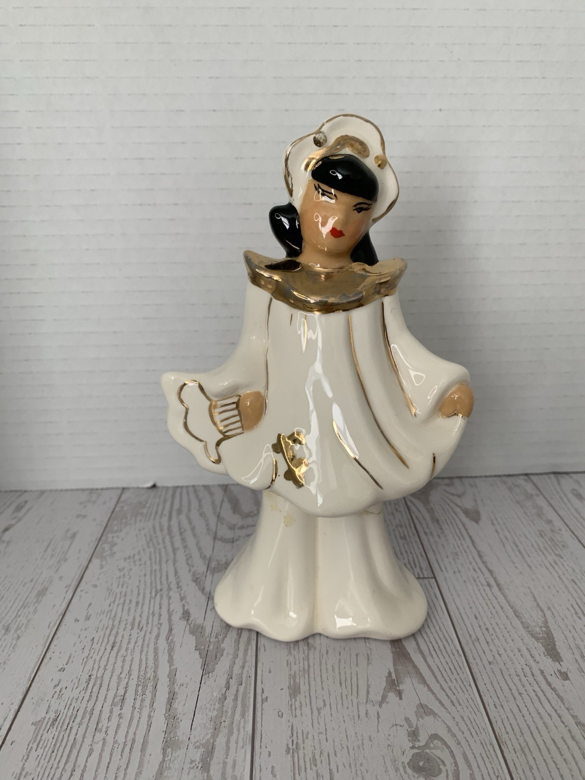 Mid Century Asian Girl With Gold Trim 1953 *broken But Repaired (see Photos)