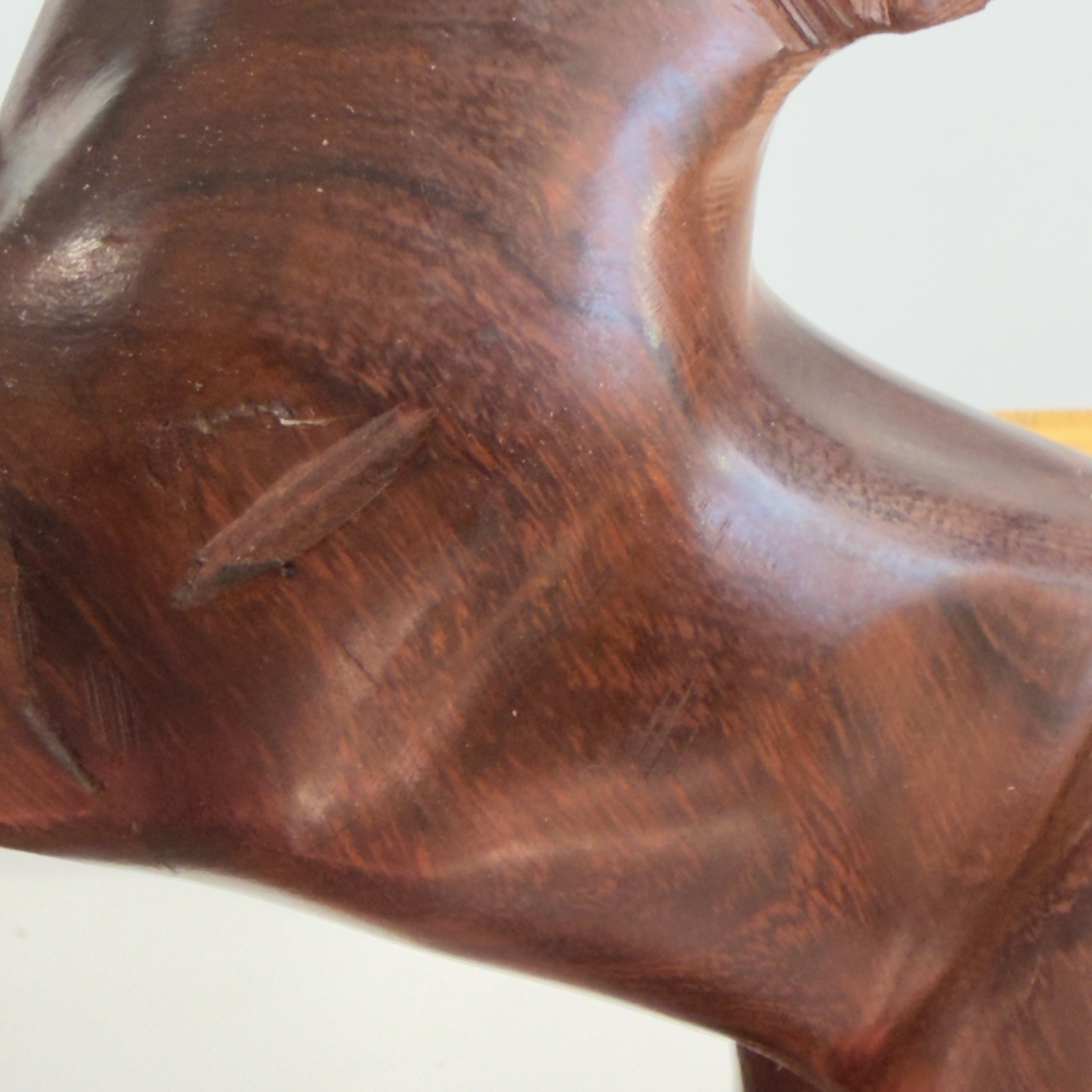 VTG Hand Carved Wood Rearing Horse Figurine 11.5” Heavy Folk Art Sculpture