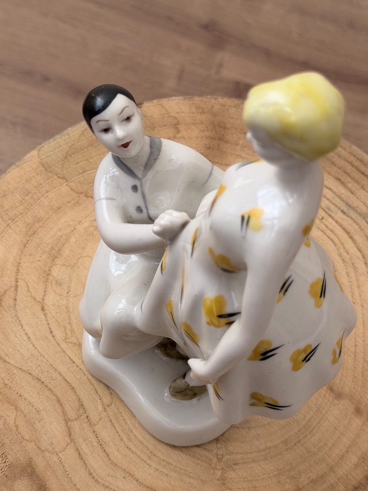 Vintage Soviet Porcelain Figurine Ukraine Polonne Tailor Woman Dress fitting LFZ
