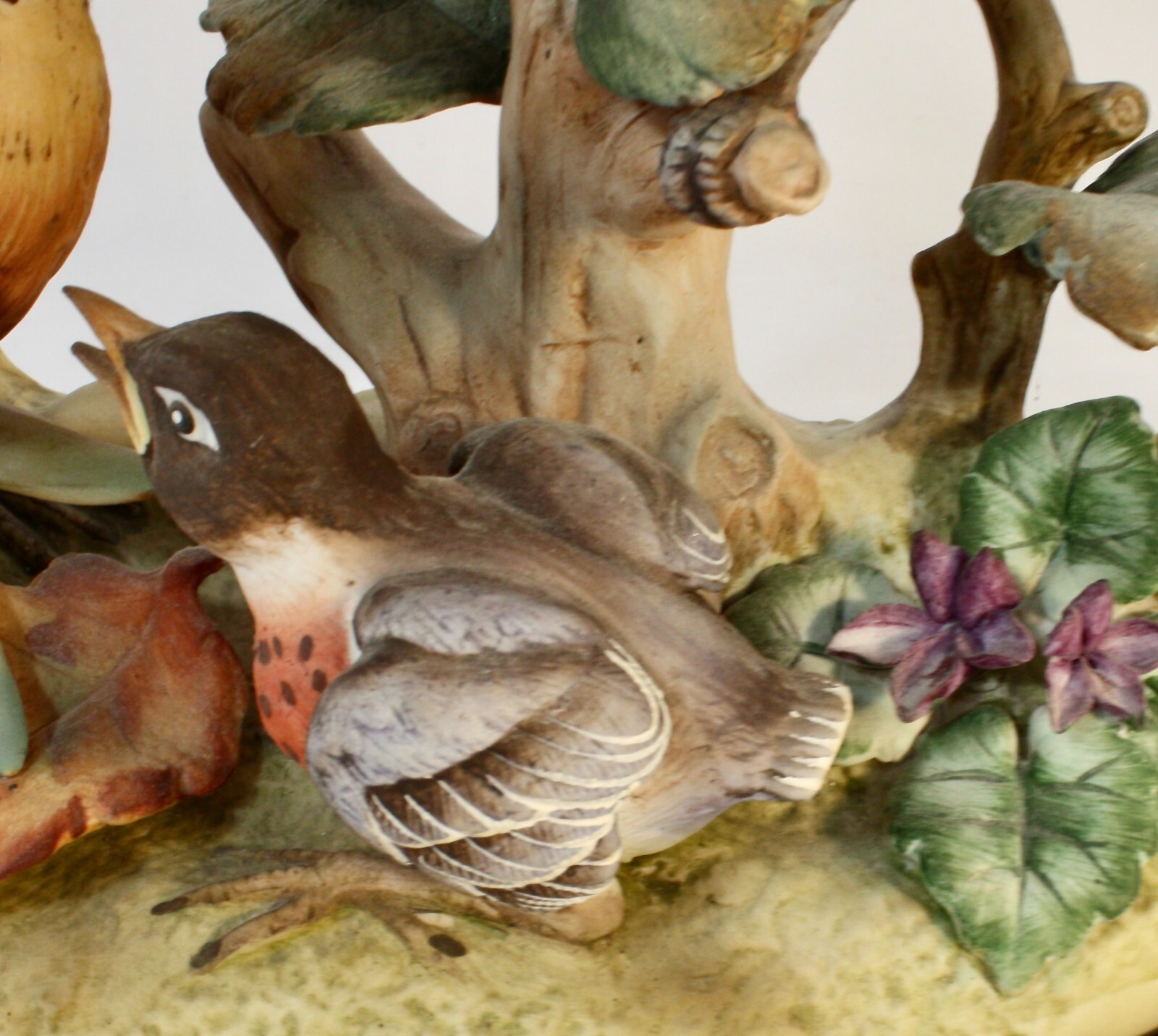 Andrea Sadek A FAMILY OF ROBIN Signed. Porcelain Sculpture on Stand. 1970s