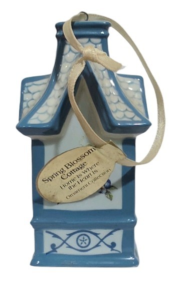 Bradford Editions 2 Heirloom Porcelain Bird Houses w Labels