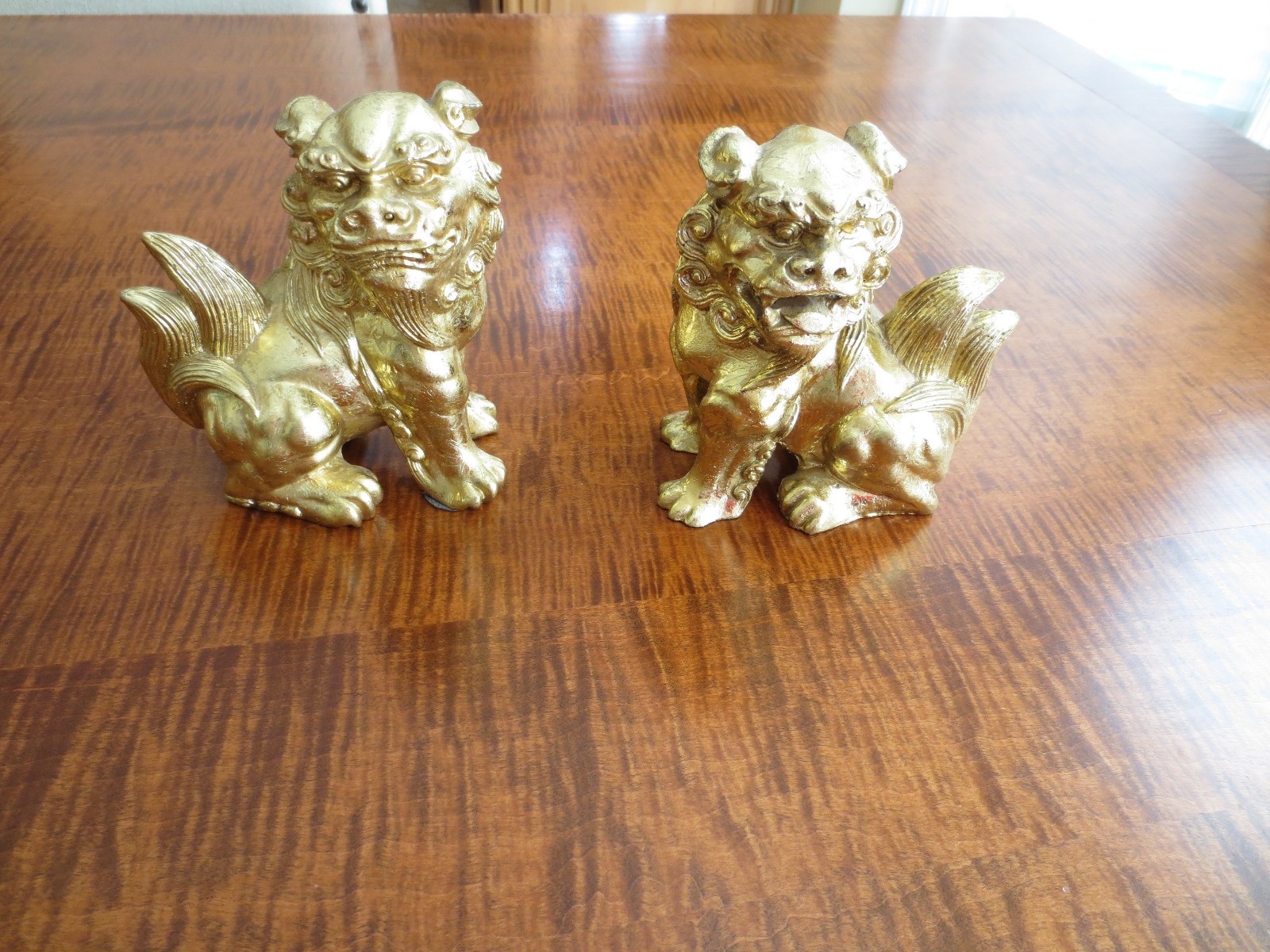 Pair of Chinoiserie Gold Tone Gilt Foo Dogs by Sadek