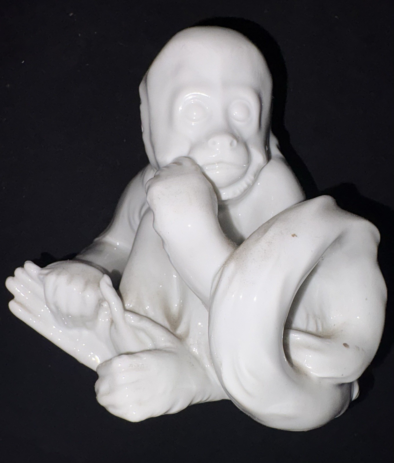 Antique Robert Ullmann Royal Vienna Augarten Wien Austria White Porcelain Monkey