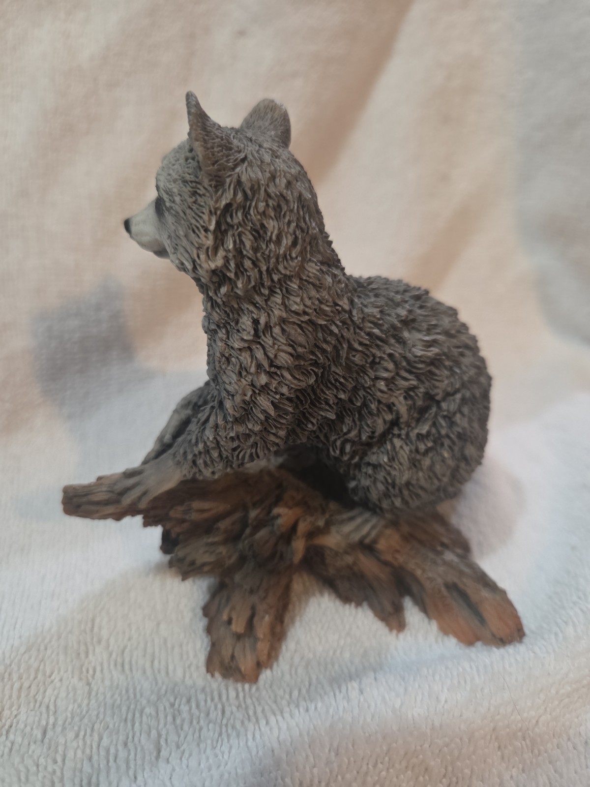 Castagna Italy Raccoon on Log Figurine Hand Painted Wildlife Sculpture