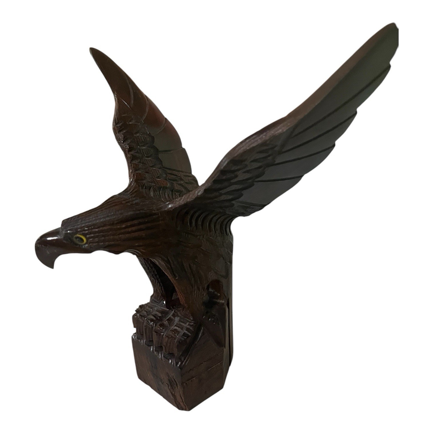 VTG Hand Carved Ironwood Eagle Sculpture Figurine 8” Tall 8.5” Wingspan America
