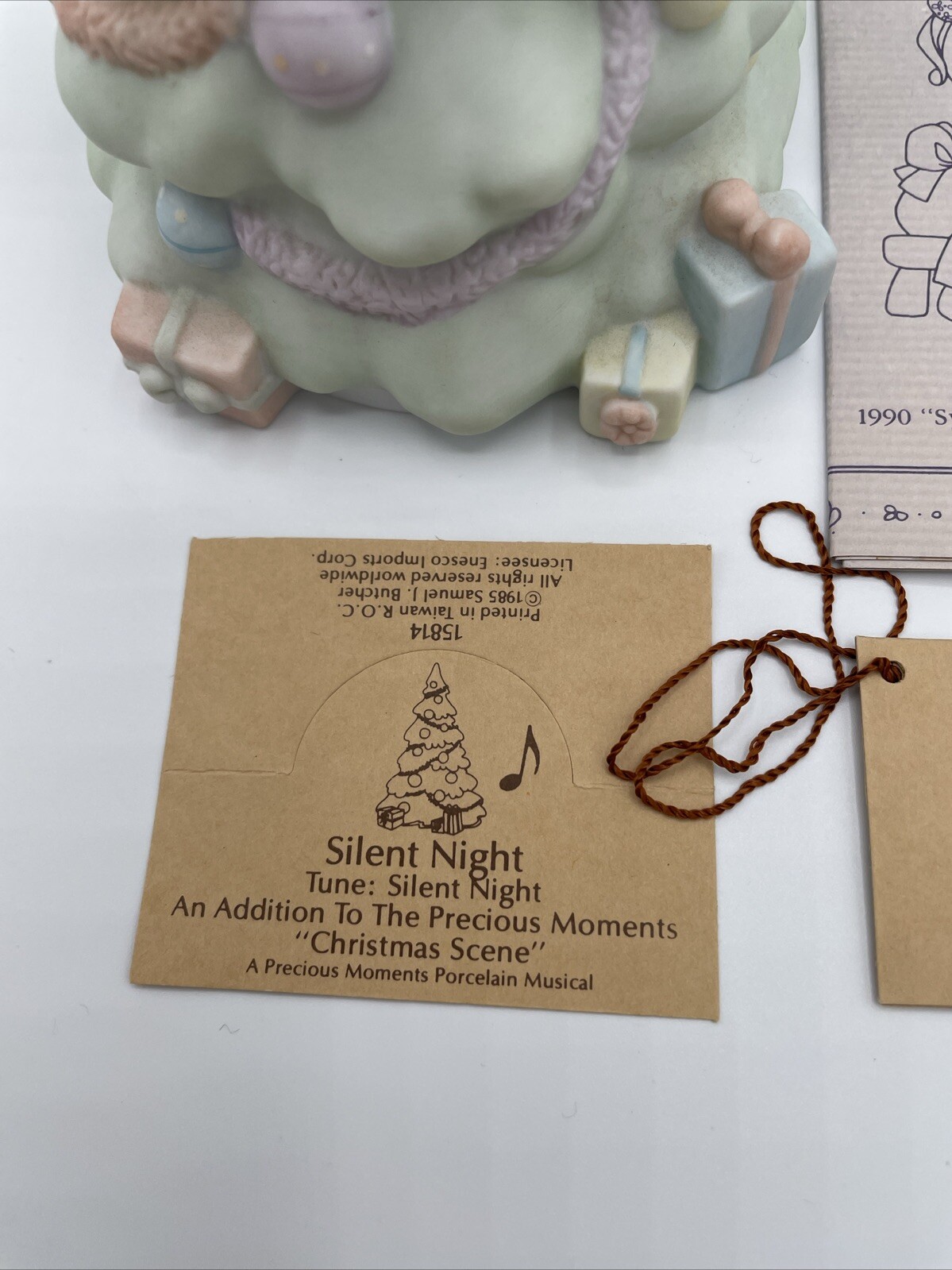 Precious Moments 1985 Silent Night Musical Xmas Tree Porcelain Figurine 15814