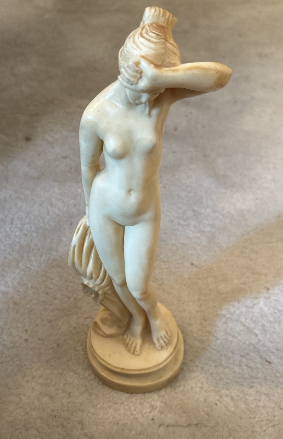 A. Santini Eleganza Ltd Figurine Italian Marble Nude Female Art Stone Beige 12”