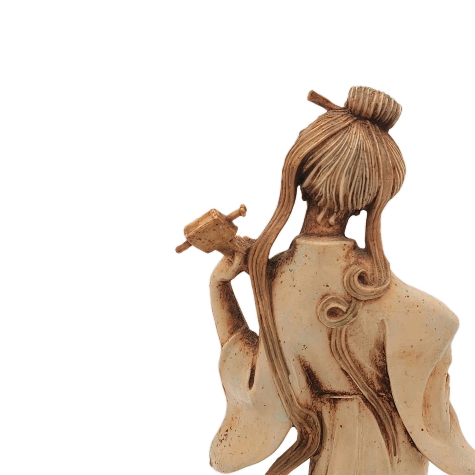 Vintage Chinese Geisha Lady With Musical Instrument Asian Resin Figurine Italy