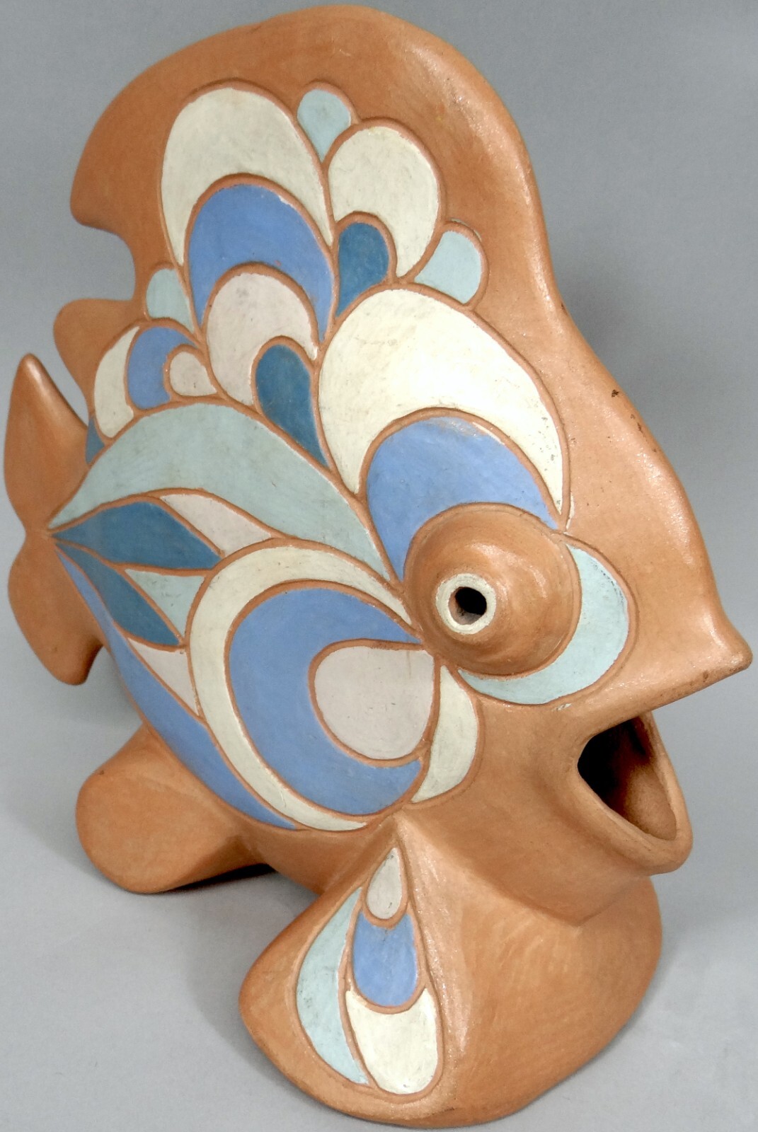 Vtg Angel Fish Pottery Figurine J Corral Made in Chile Large Big 10in tall MCM