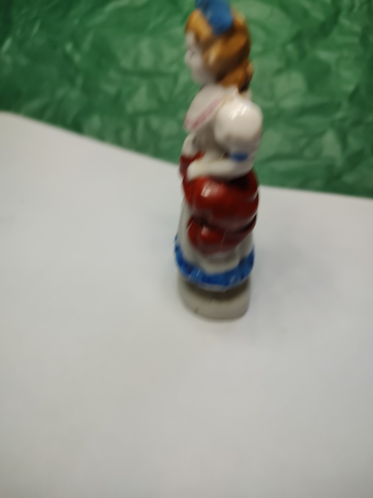 Lady with Red Bustle Figurine Made in Occupied Japan 3 1/2 inches tall