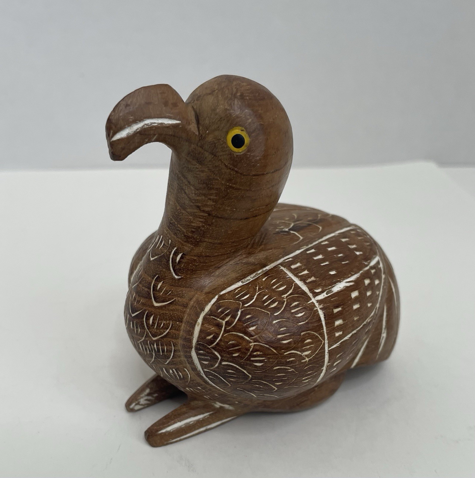 Hand-Carved Wood Bird 4” Figurine Folk Art Rare Wooden Collectible Handmade