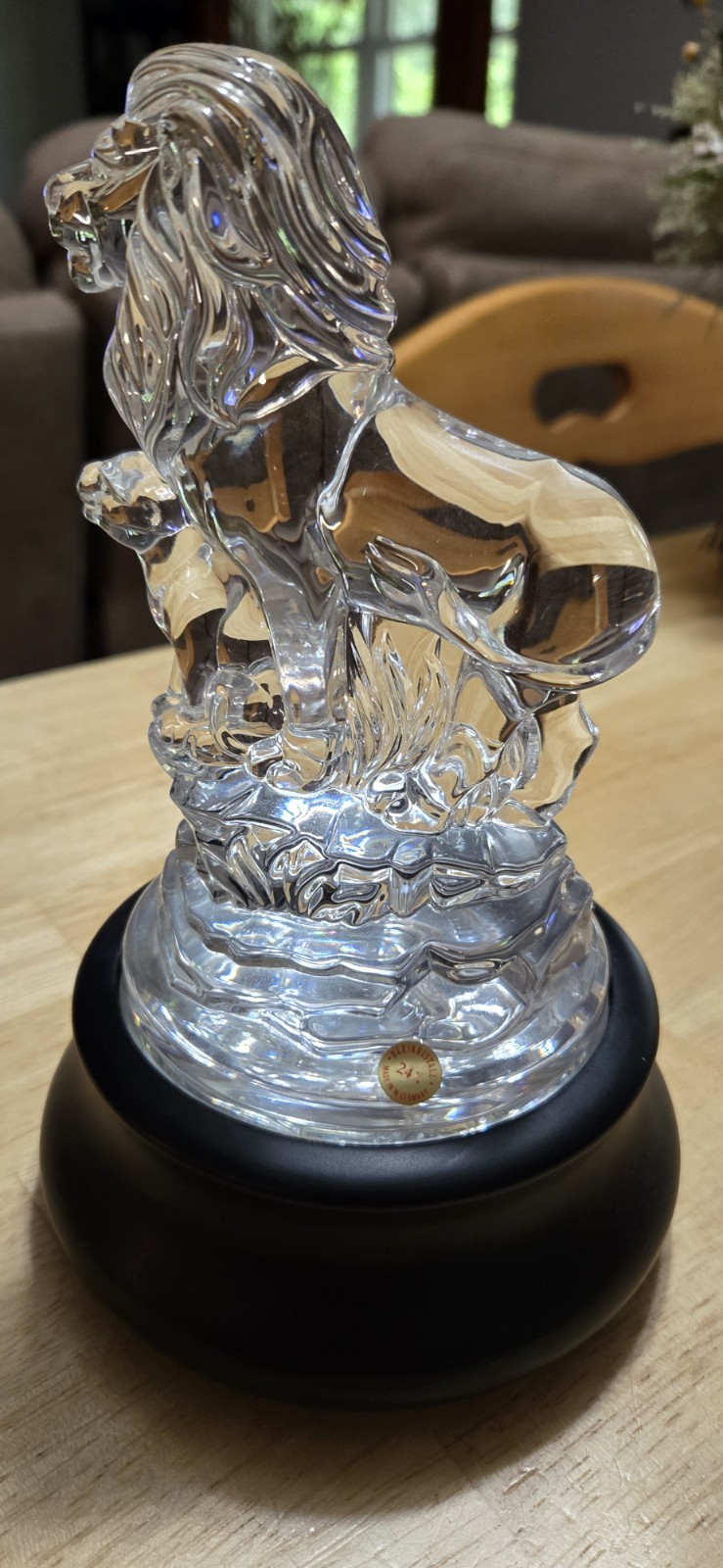 SFMB Crystal THE LION KING Glass MUFASA & SIMBA Cub FIGURINE 6″ Tall