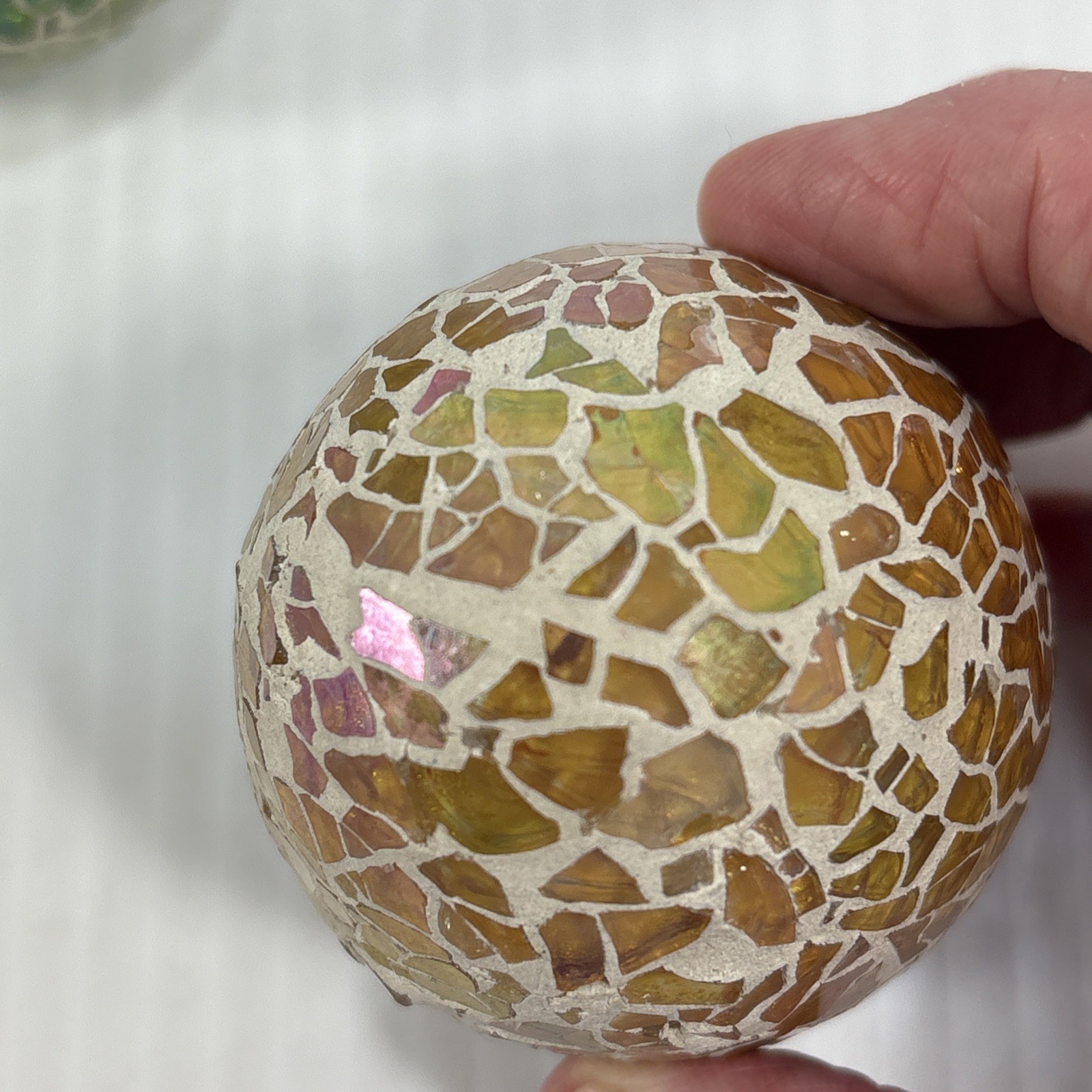 Multi Colored Mosaic Crackle Glass Egg Iridescent Ocean Spring Beach Pastel