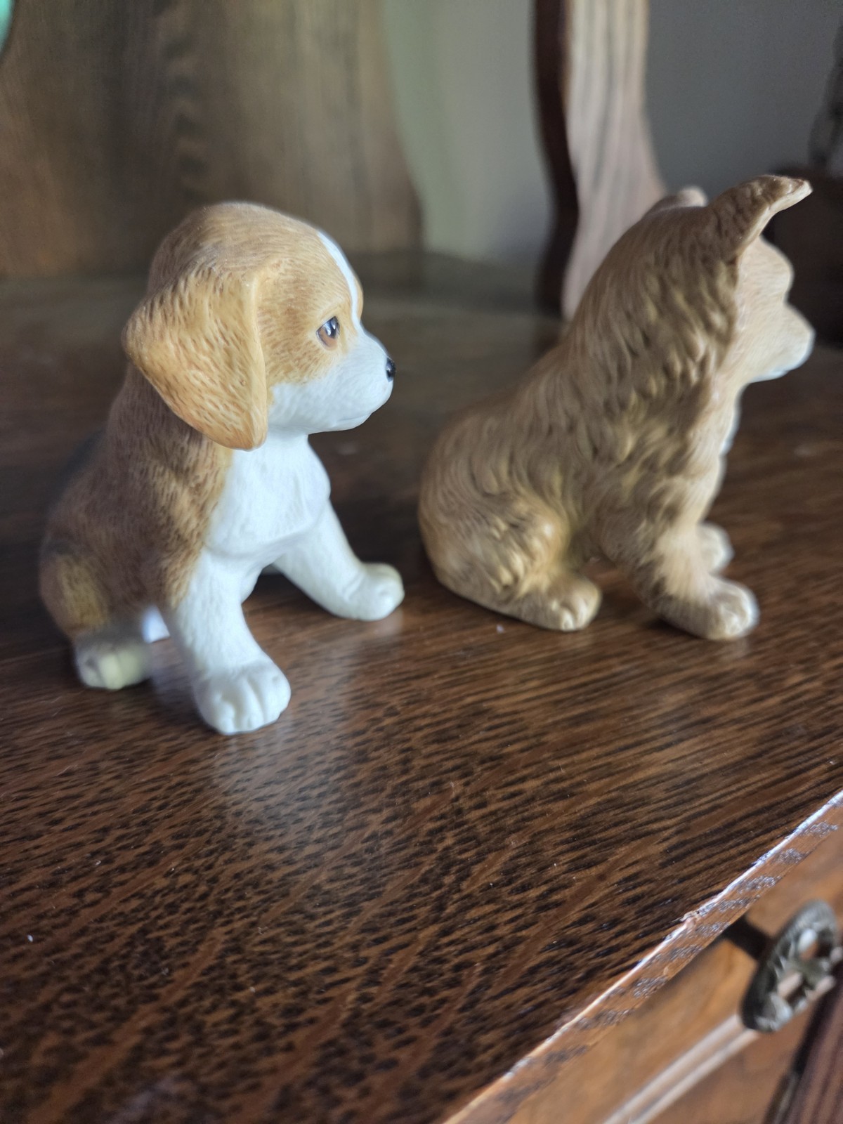 Homco Dog Figurines Beagle & Red Heeler Cattle Ceramic Puppies 8828 Vintage
