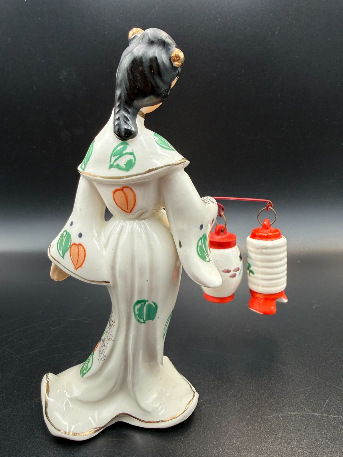 RARE VTG NikoNiko EW Japan Hand Painted Geisha Oriental Girl Figurine w/Lanterns