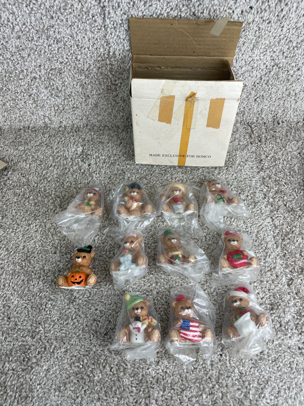 Lot of 11 Homco Bears Holiday Seasonal Calendar Ceramic #1413