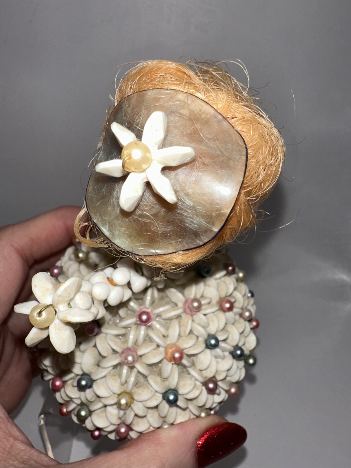 HANDMADE STYROFOAM AND BEADED GIRL KITCHY PASTELS CUTE!
