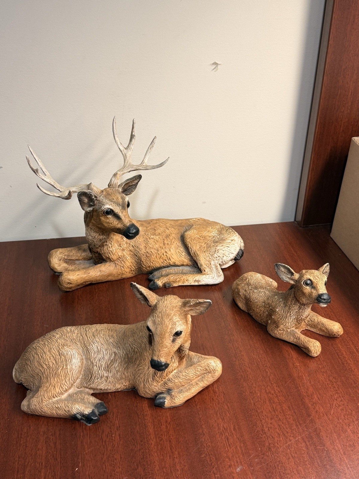 Vintage Homco Deer Family 1984 Buck Doe Fawn Resin Farmhouse Man Cave Cabin USA