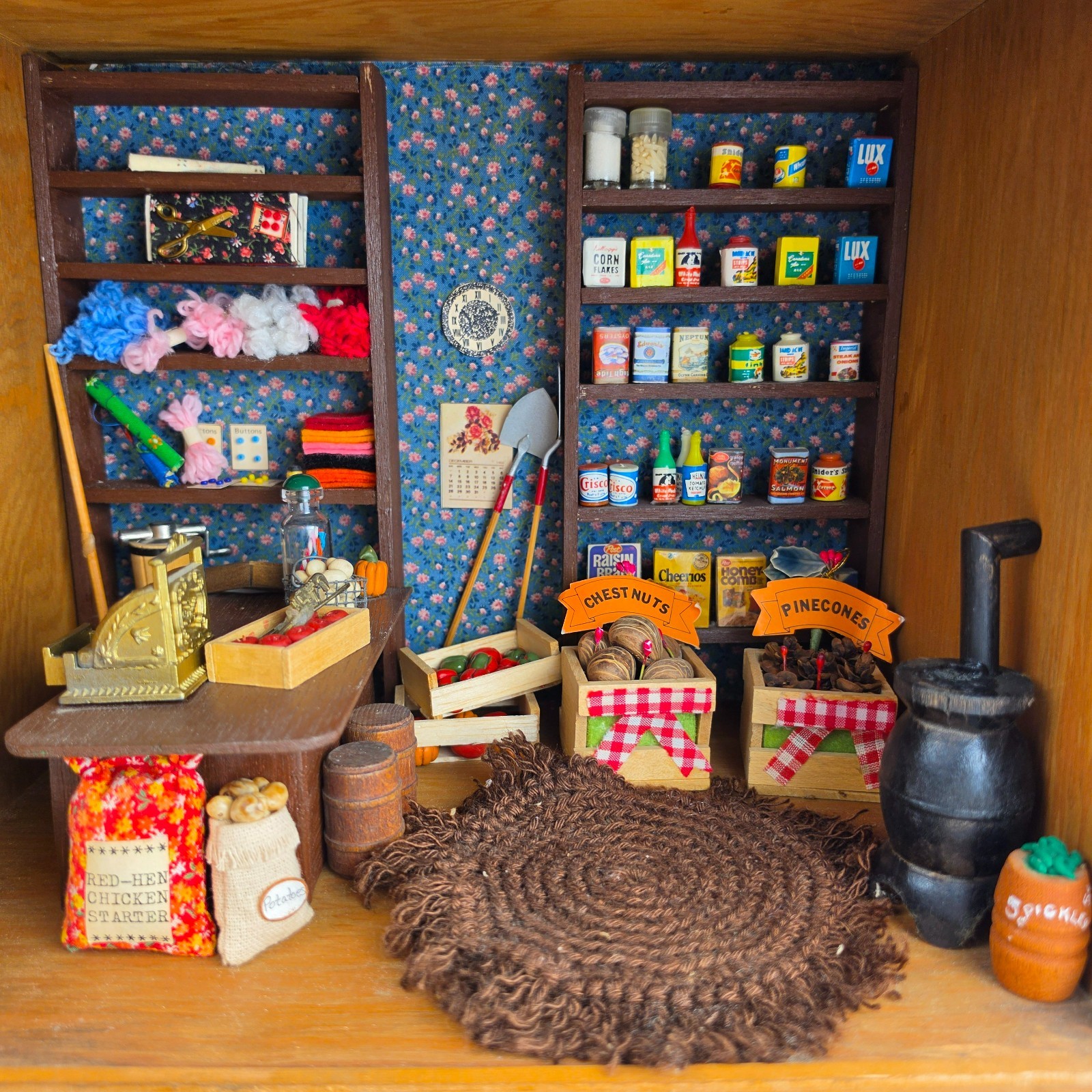 Miniature General Store Roombox Diorama Hummel Figurines Hand Shingled Artisan
