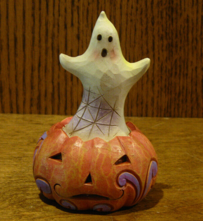 Jim Shore Heartwood Creek Mini 6010676 GHOST and PUMPKIN 3.94″ NEW/Box Halloween