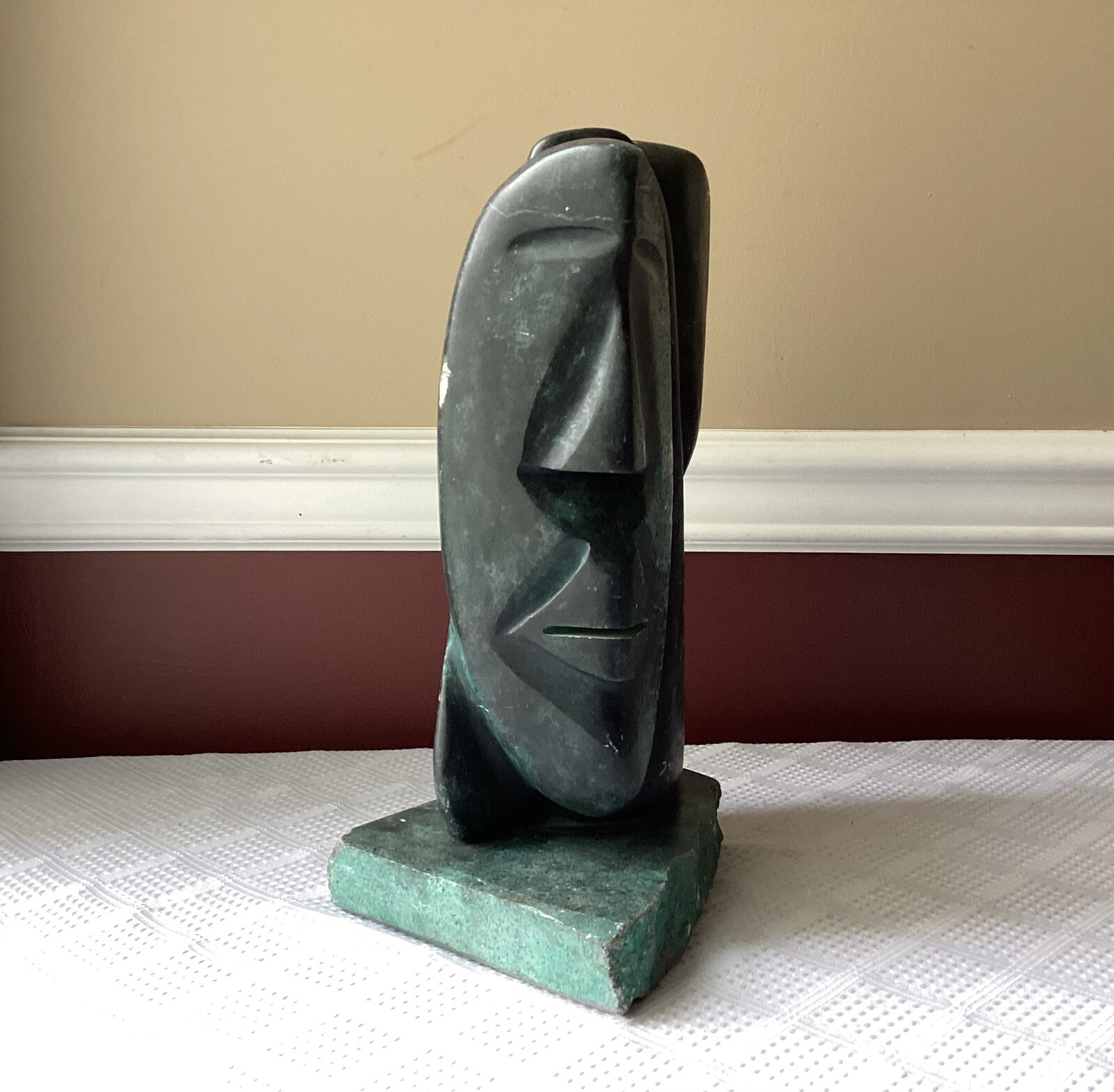 VTG David Breeden Signed Cubist Soap? Stone Sculpture, Heavy 23.4 Lbs, 12 3/4″ T