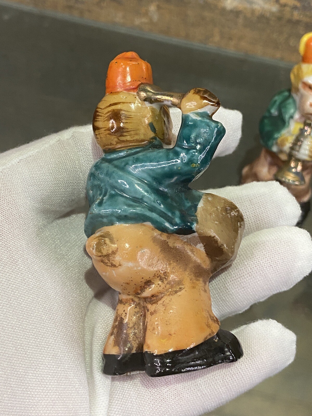 Ceramic Monkeys Playing Instruments Japan Five Total