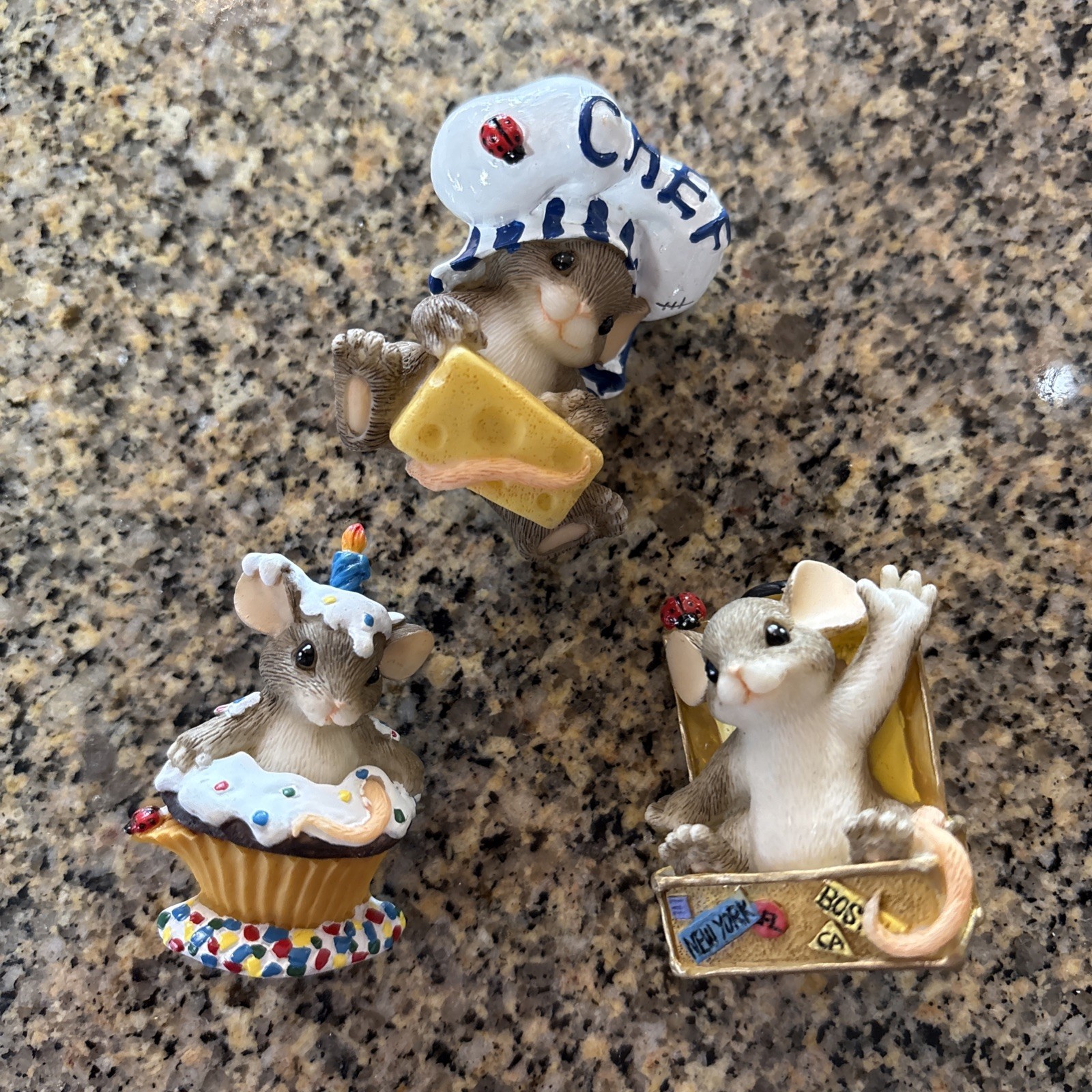 Charming Tails LAPEL PIN Lot Of 3 Baking Cupcake Chef Luggage Travel