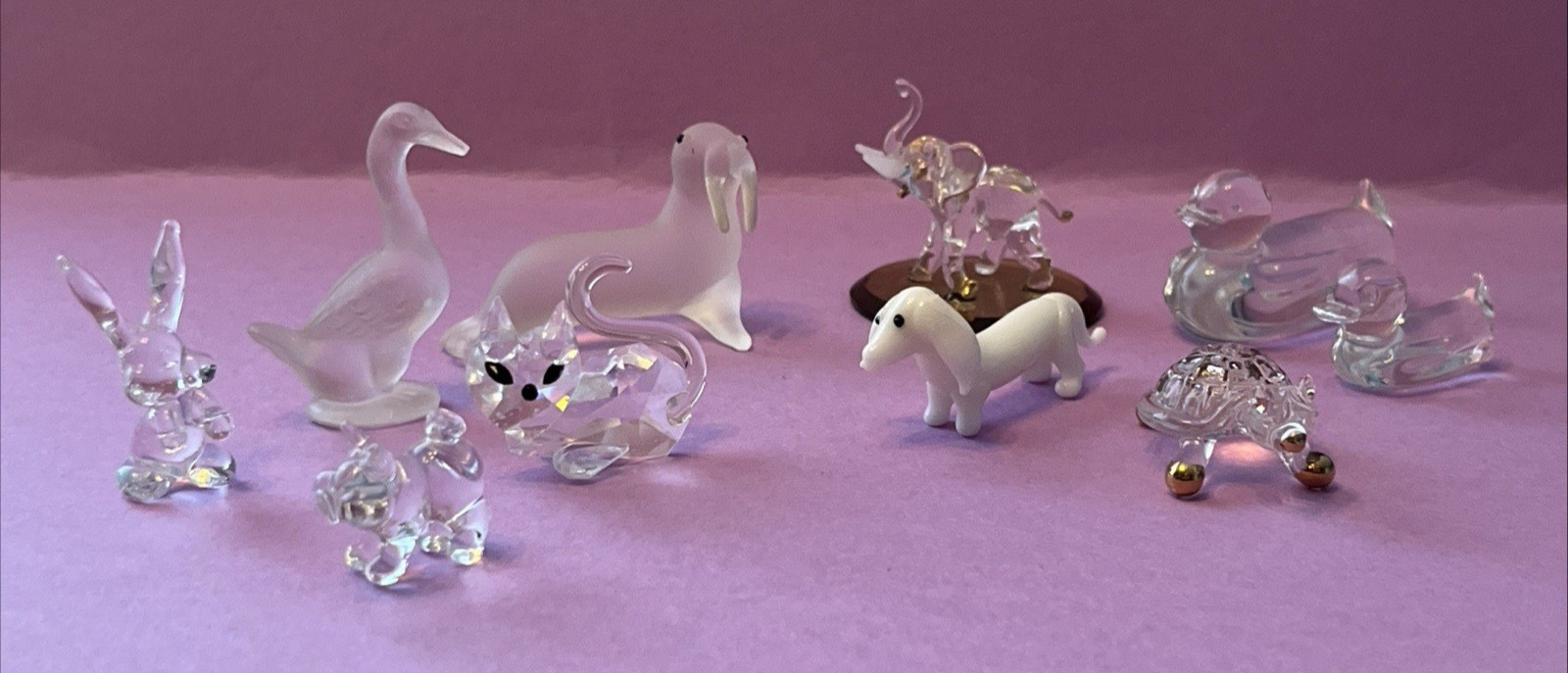 Vintage Crystal Glass Miniature Animal Figurines Lot