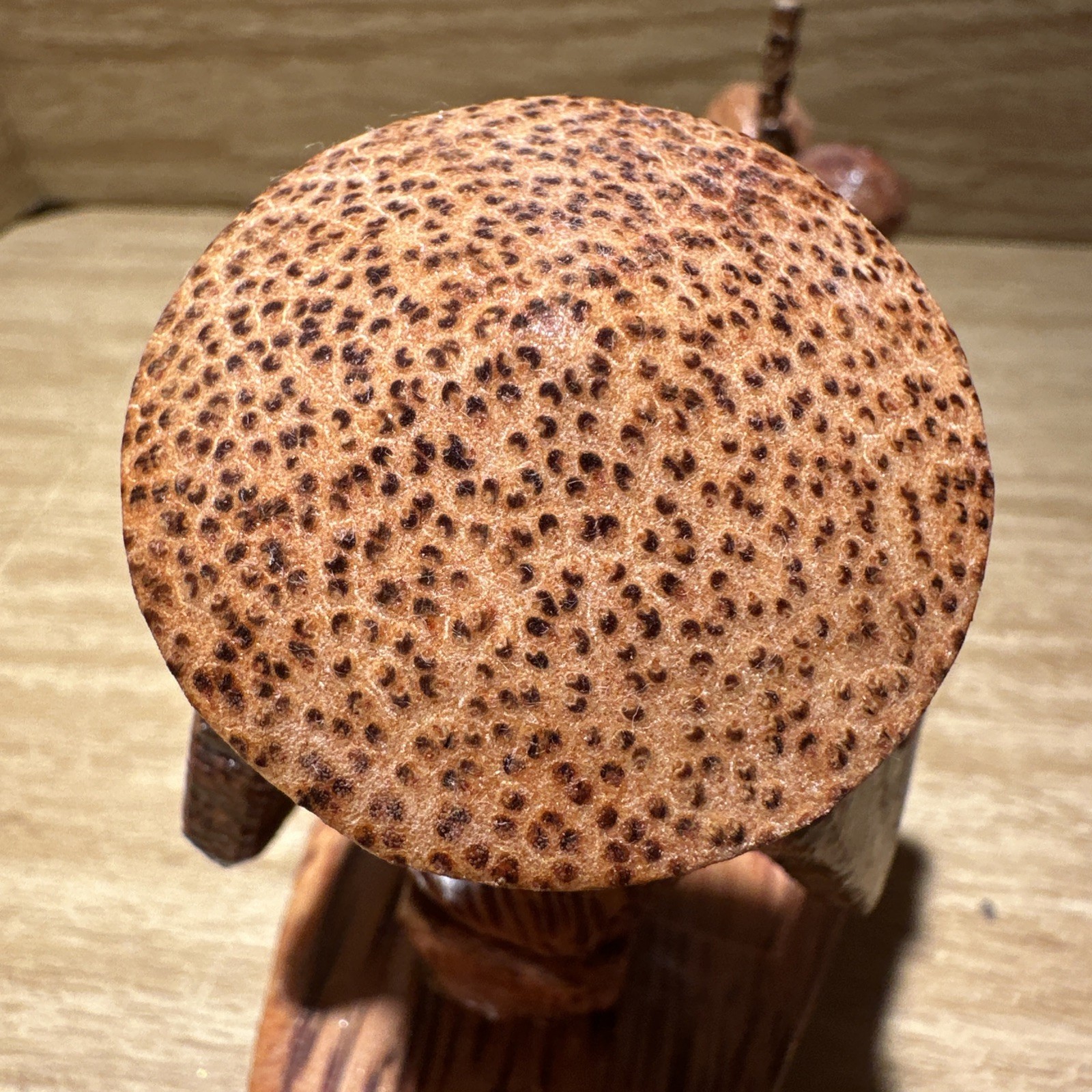 Carved Man Rowing In Wood Boat With Oar – Coconuts On Front Souvenir. Figural
