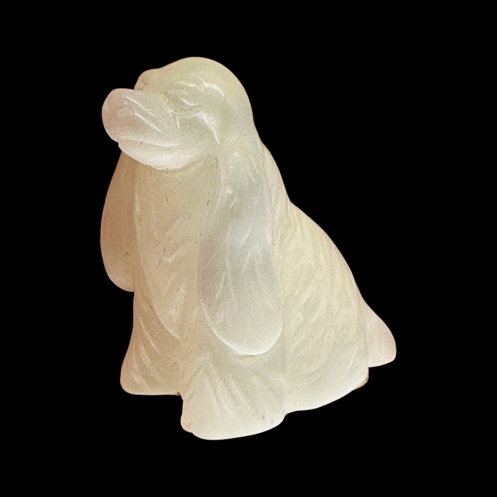 Cocker Spaniel Carved Statue | 1 Figurine | | 37x30x23mm | Clear, White