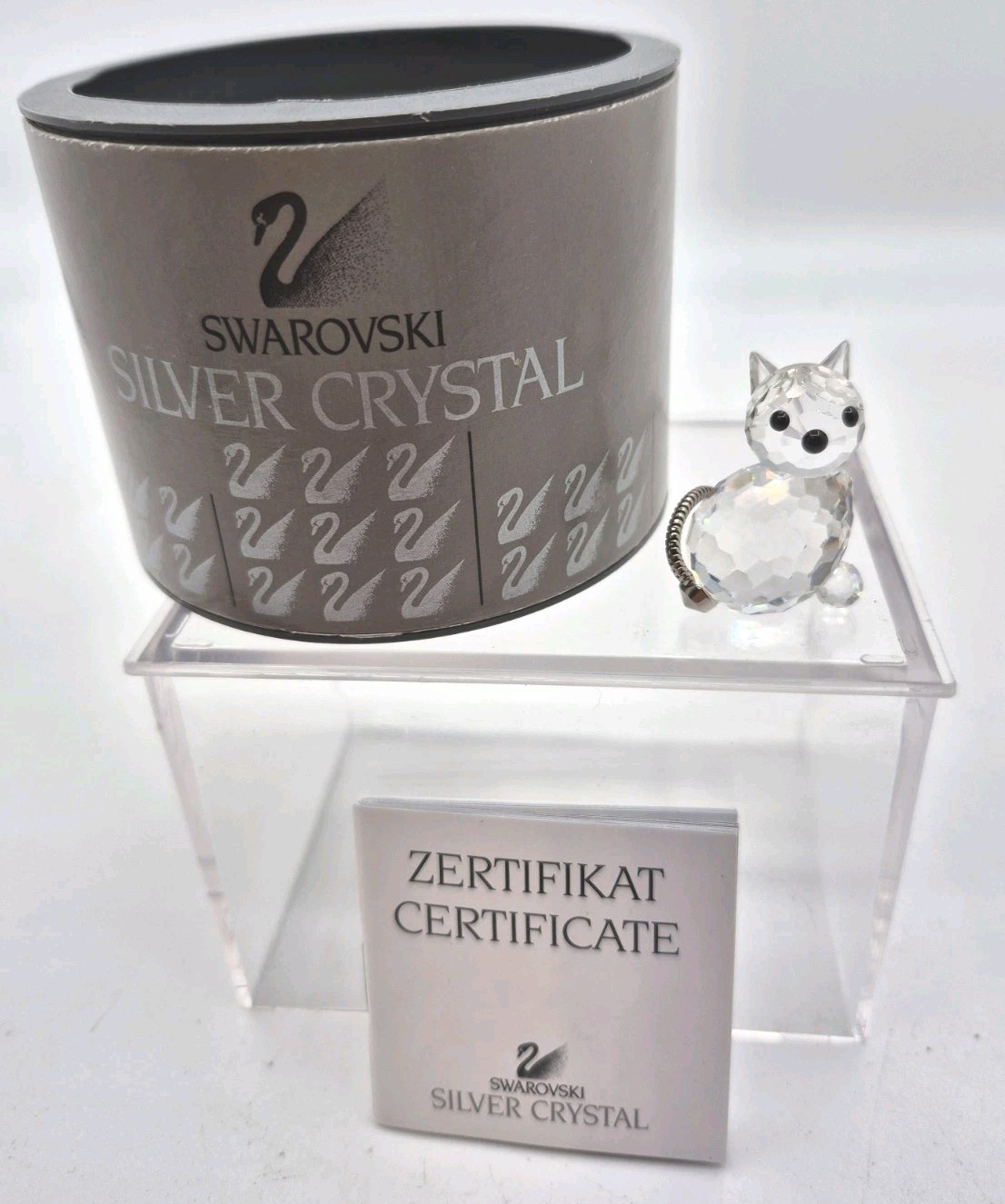 SWAROVSKI SILVER CRYSTAL FIGURE CAT 1.25″ TALL IN BOX AUSTRIA