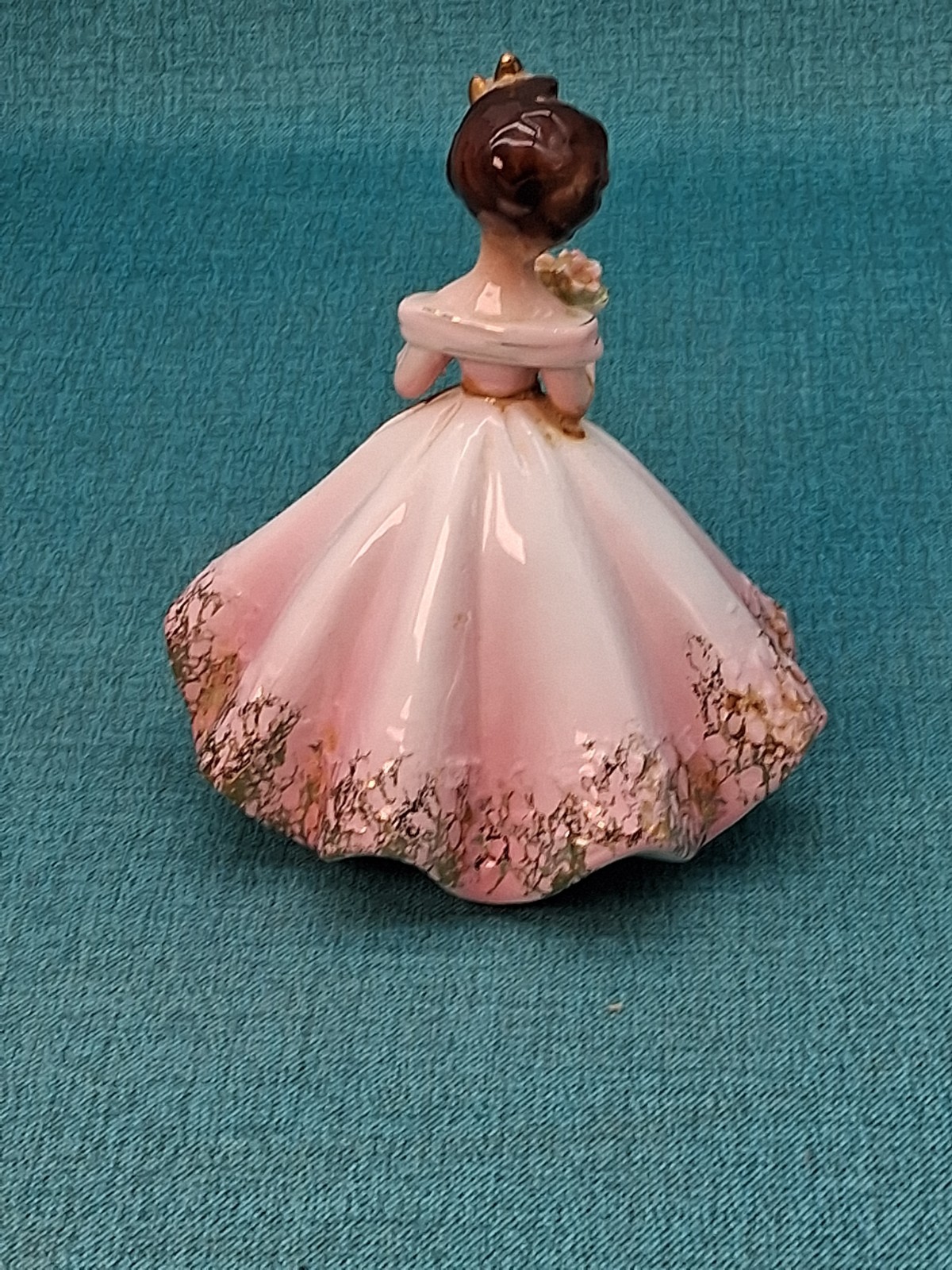 Josef Originals Rose Flower Girl Series Figurine Pink Dress w/Flowers ARM REPAIR