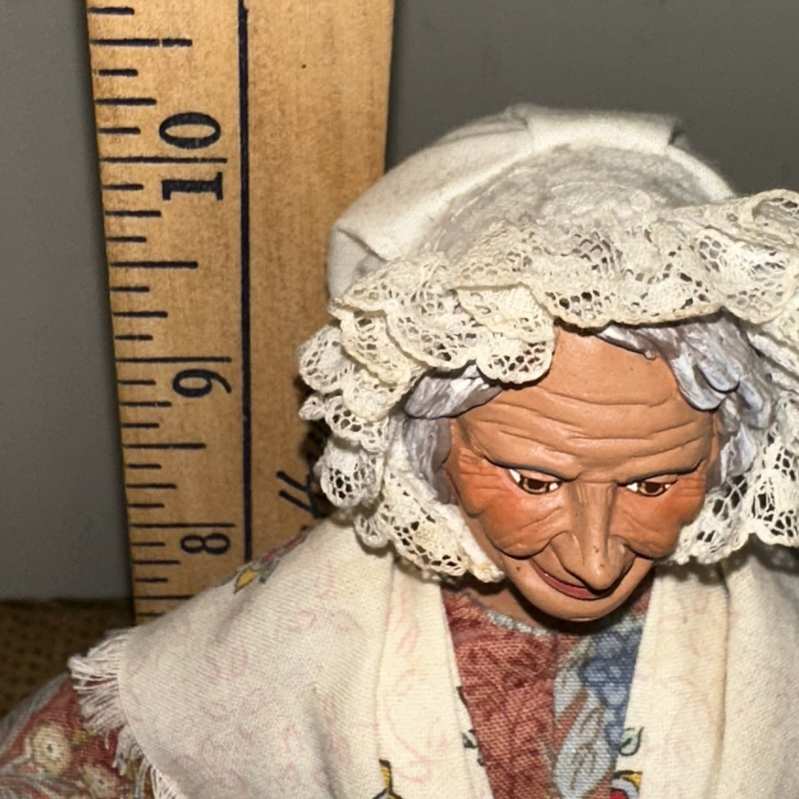 VTG S. Peirano French Folk Art Terra Cotta Clay Woman Figurine Signed 10.3″ Tall