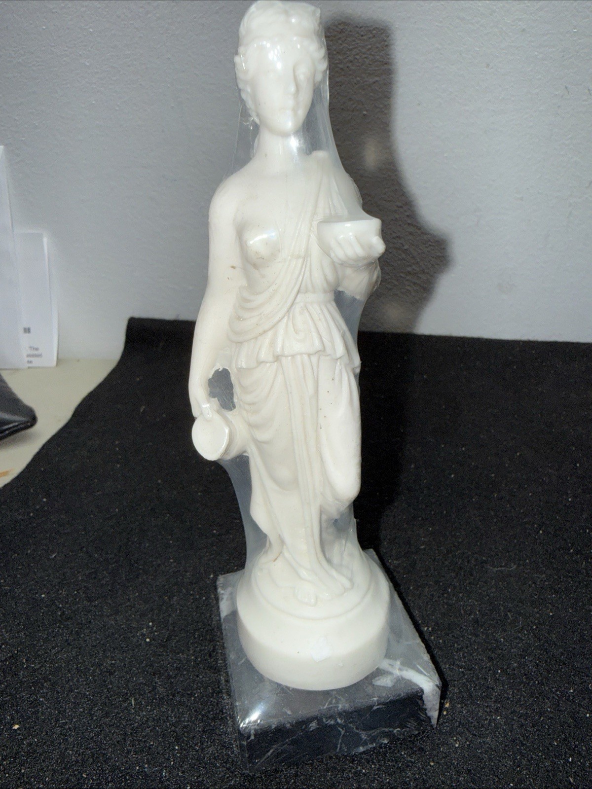 Greek Goddess Resin Ivory Color Figurine 7 inches Tall. Marble Base