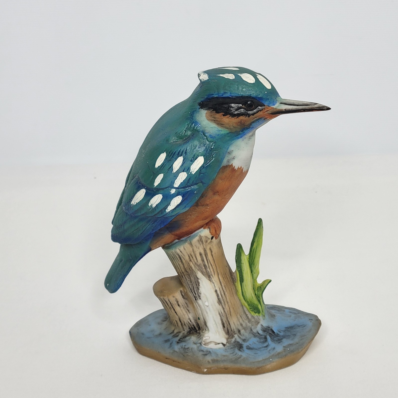 Vintage Ceramic Bisque Porcelain Hand Painted King Fisher Bird Figurine