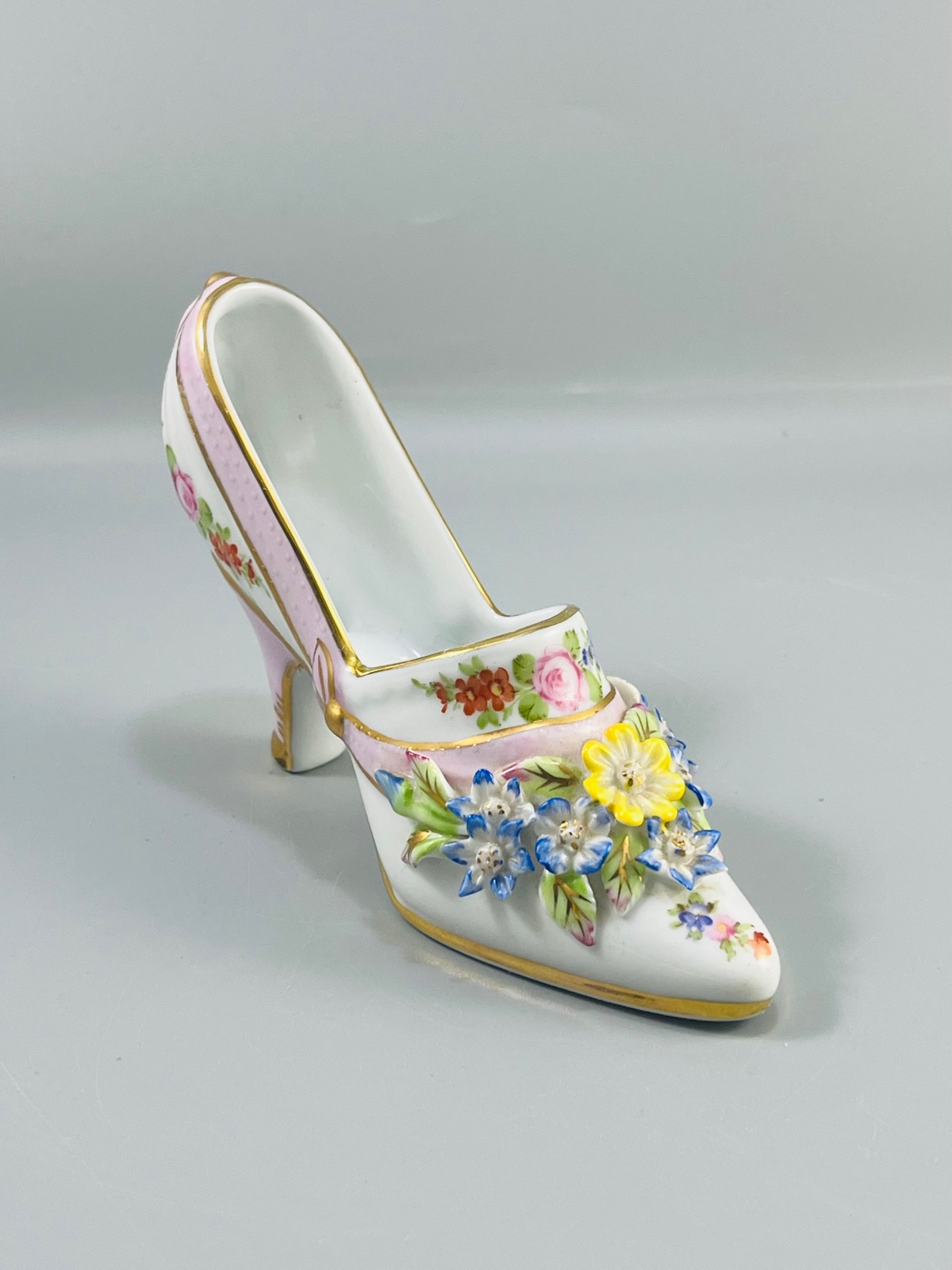Cracker Barrel Porcelain Victorian Style Floral High Heel Shoe Figurine 5″x 3.5″