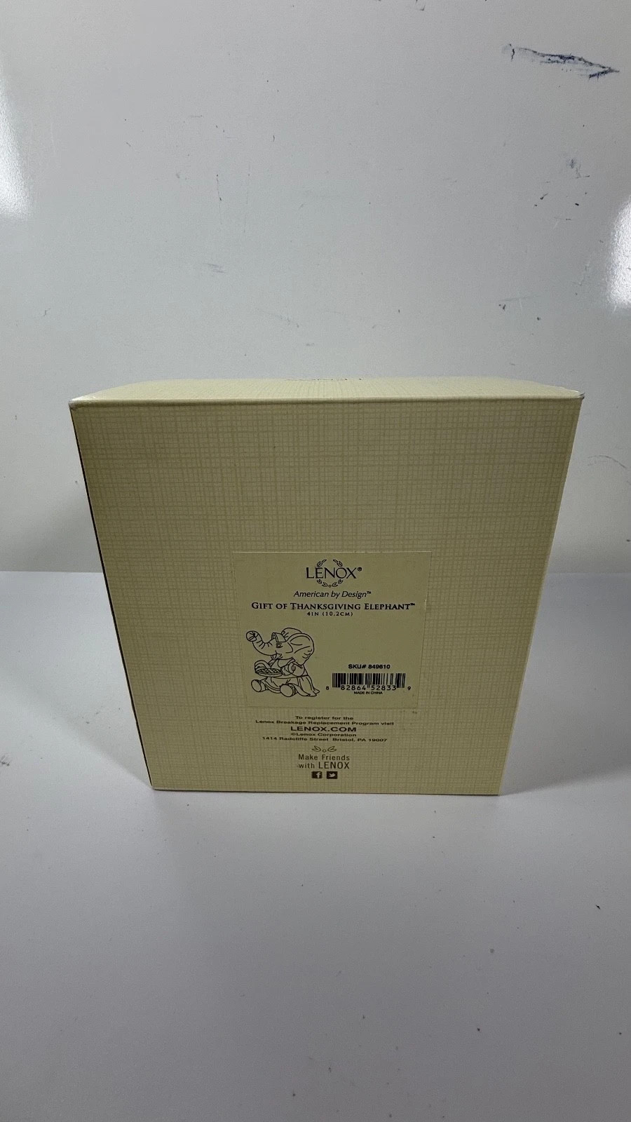 Lenox Lucky Elephant Figurine Gift Of Thanksgiving Pie Baker’s Hat LE COA NEW