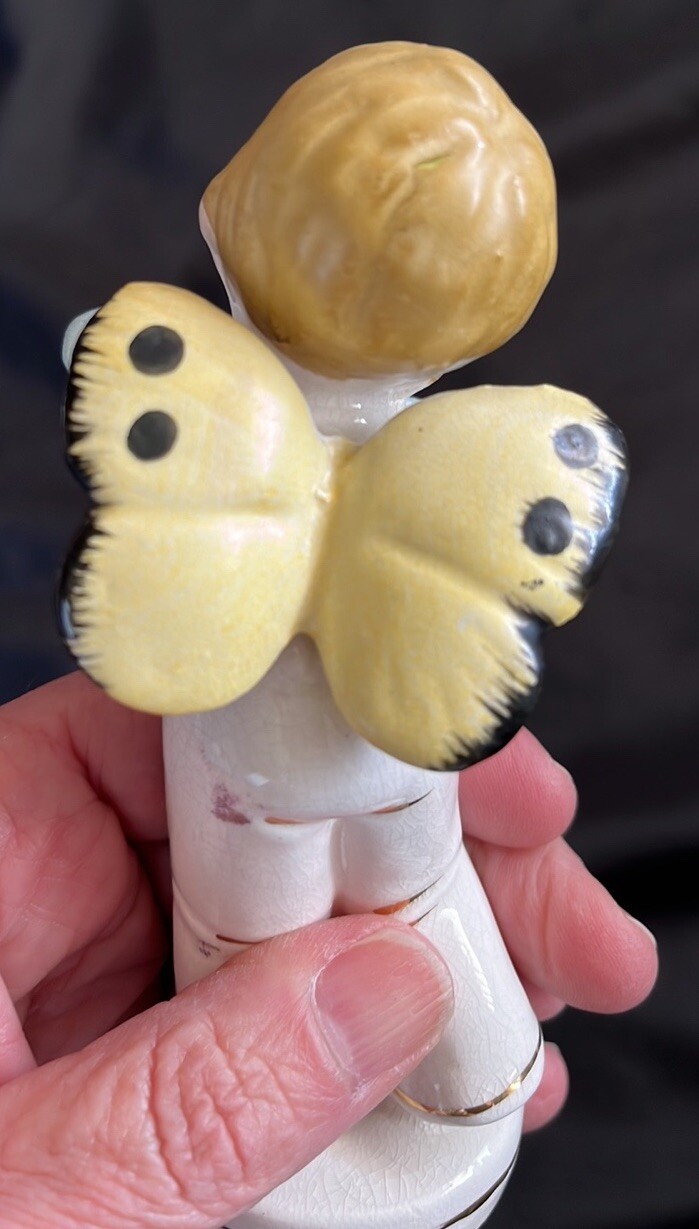 Vtg 50s/60s NAPCO(?) Boy Angel W/BUTTERFLY WINGS~Holding Toy Airplane~RARE