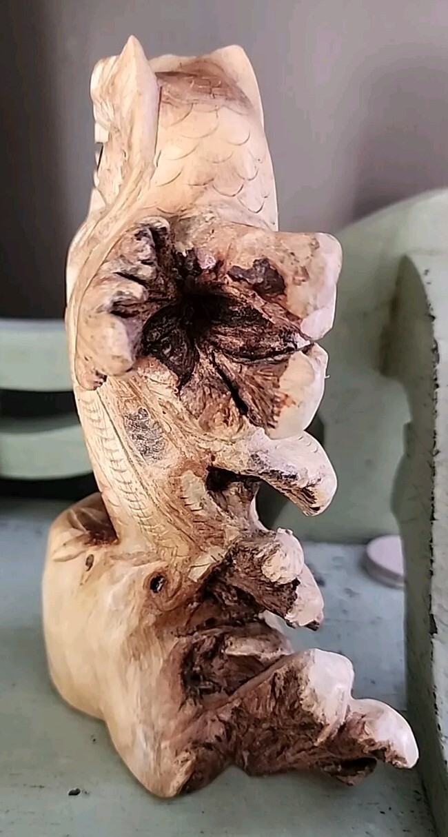 Hand Carved Wooden Owl Carving Sculpture Art Decor Owl 5.5″