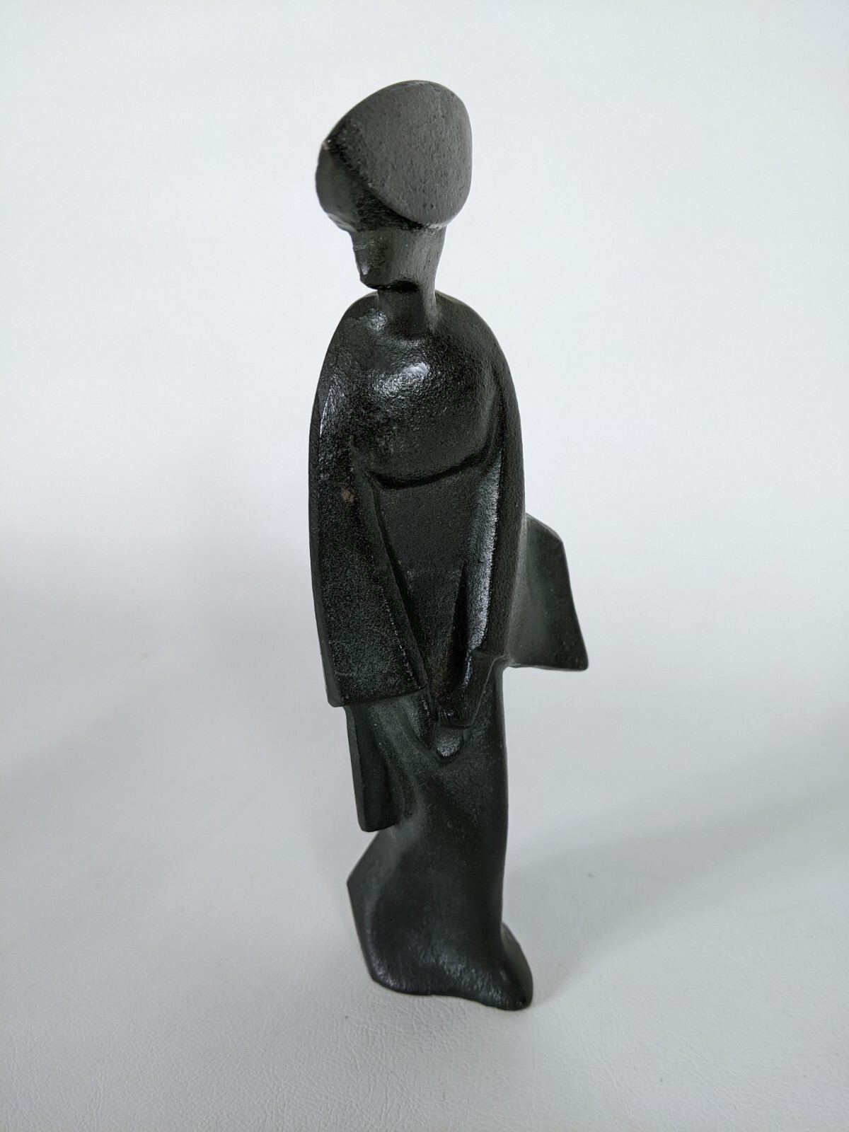 Modernistic Geisha Figurine of Cast Iron Patinaed to look like weathered Bronze