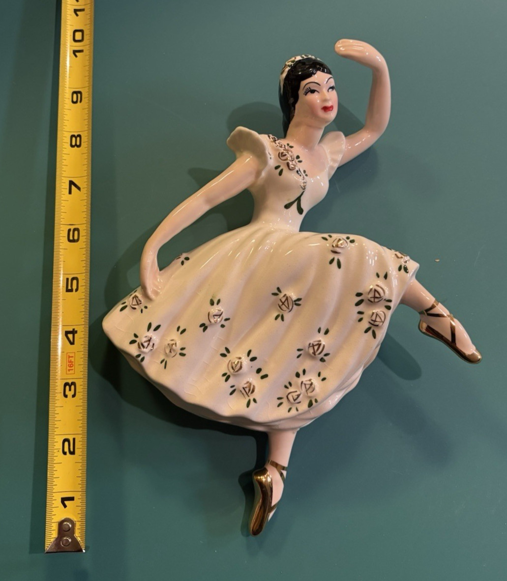 Vintage Mahana Importing Co New York City Ceramic Wall Figurine Ballerina 1950s
