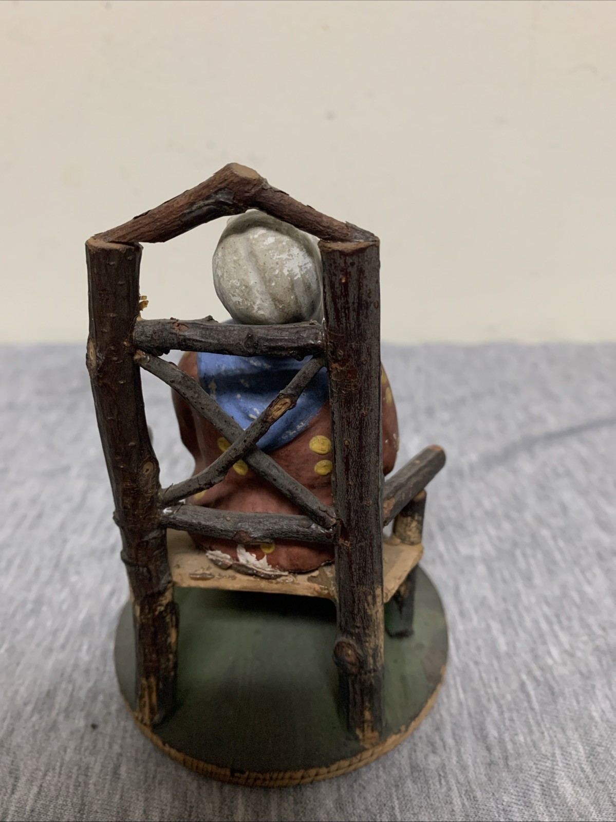 Antique Germany Folk Art Primitive Paper Mache Grandma Lady Nodder