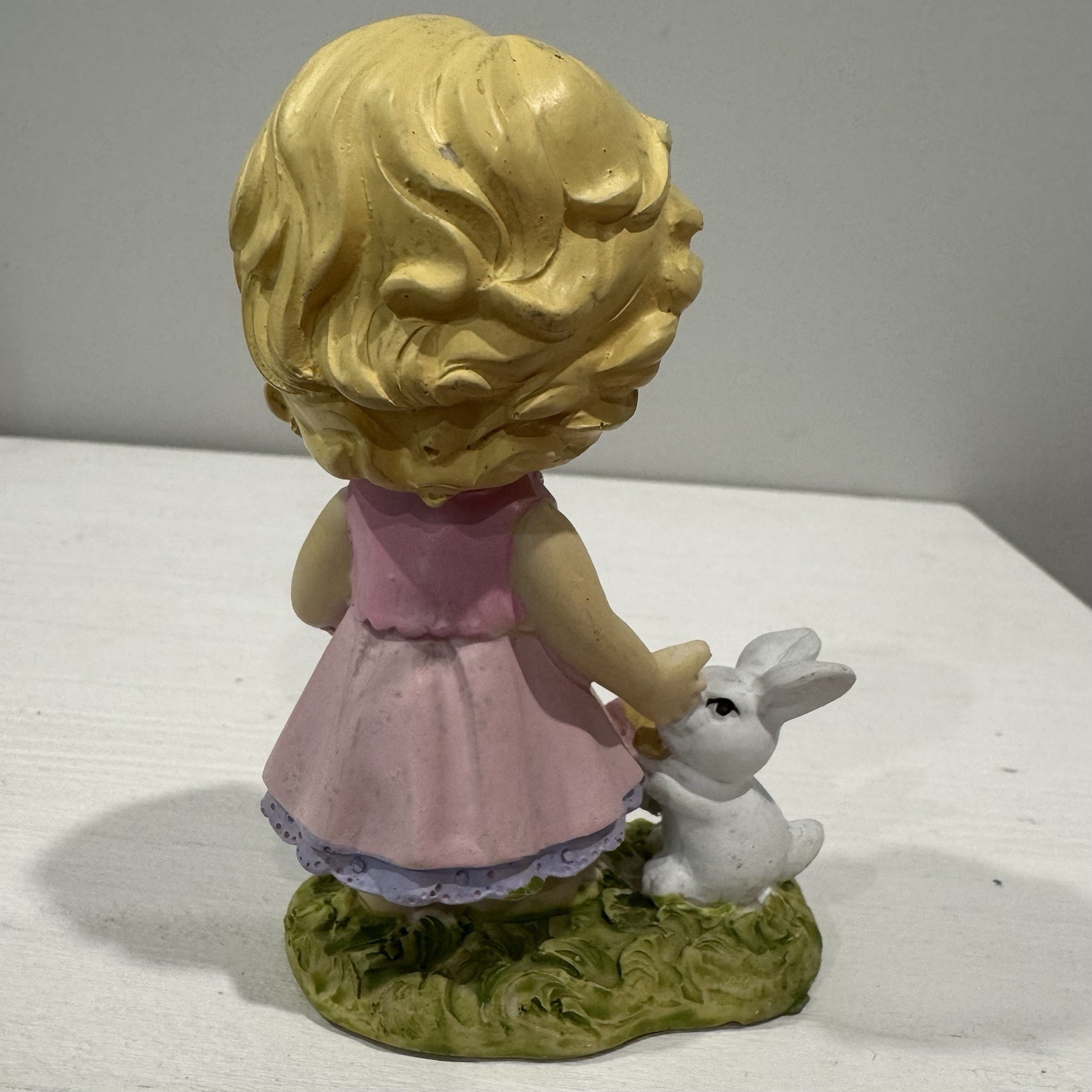 Tender Times Easter Figurine Little Blonde Girl With Bunny 4.5″ Resin