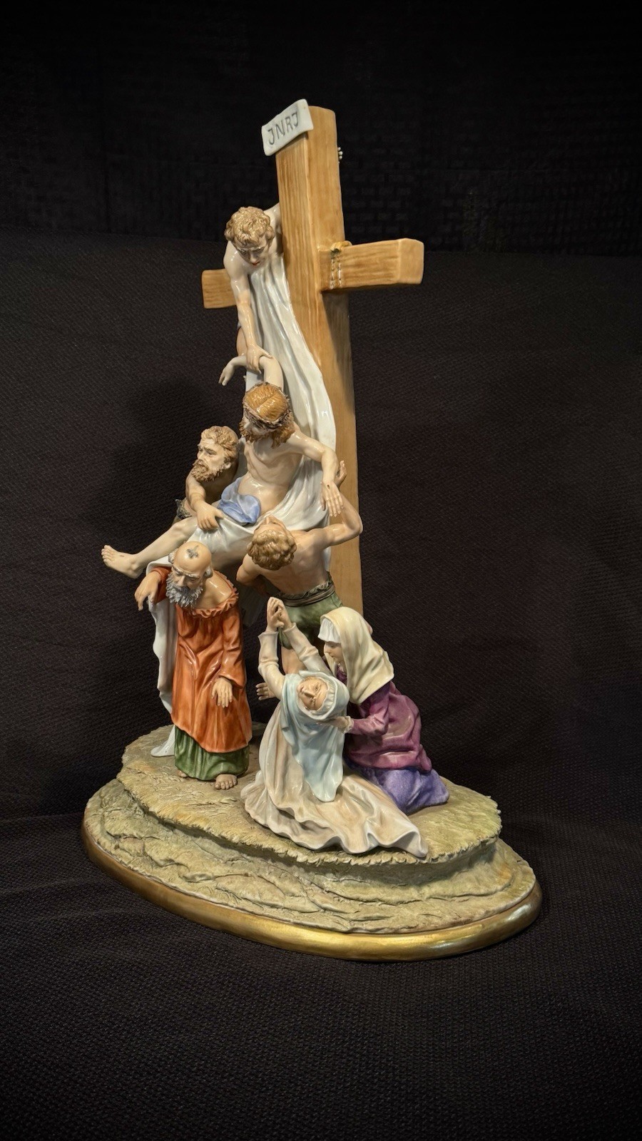 Large Sitzendorf Porcelain “Descent from the Cross” 21”, M. Siegel, Biblical