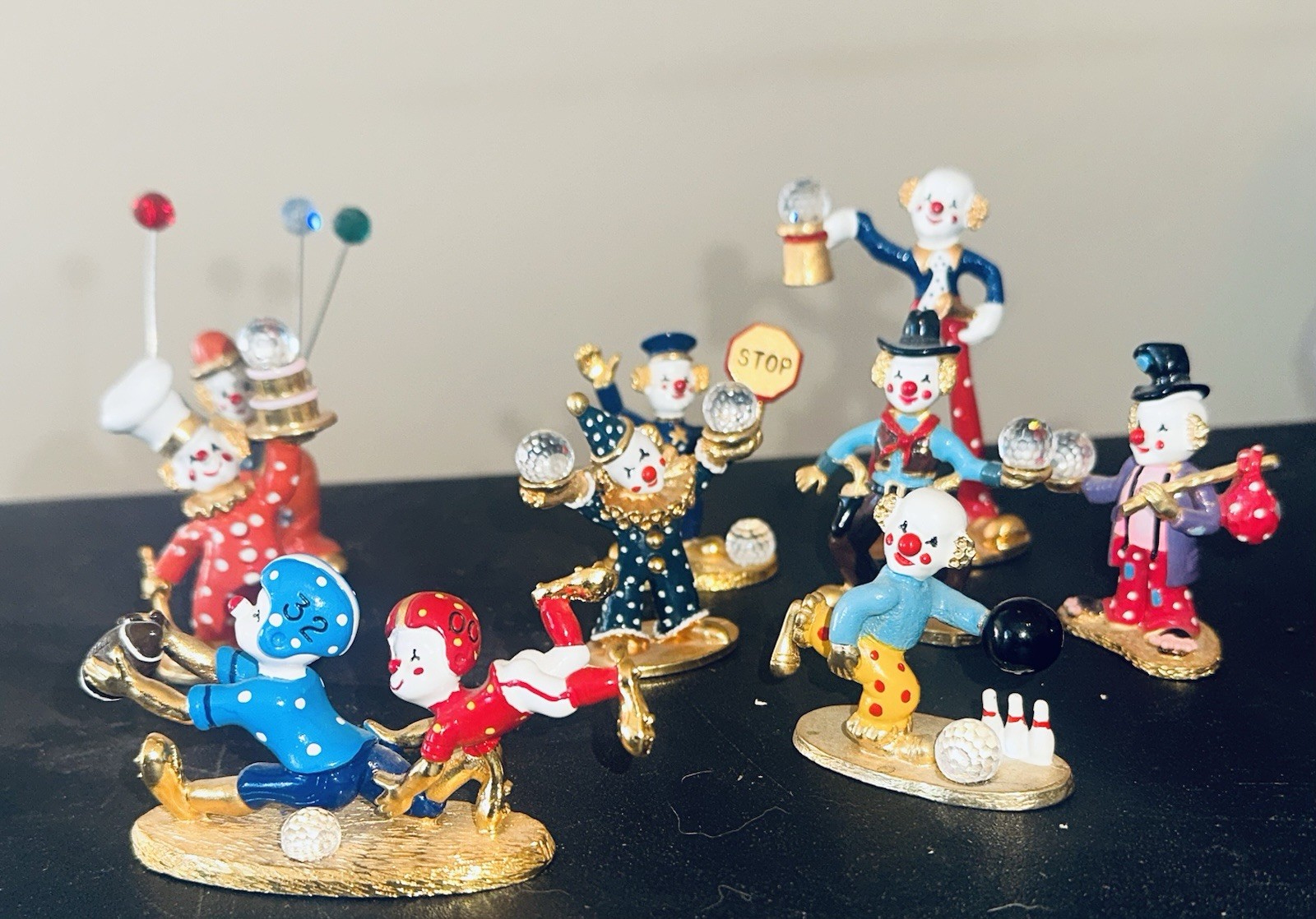 Spoontiques Circus Clowns Lot Pewter Figurines Football Bowling Metal